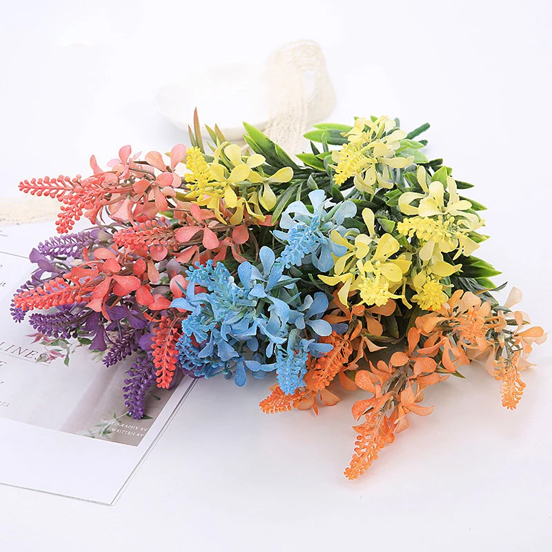 Поддельные растения Пластиковый искусственный цветок декор из растений трава