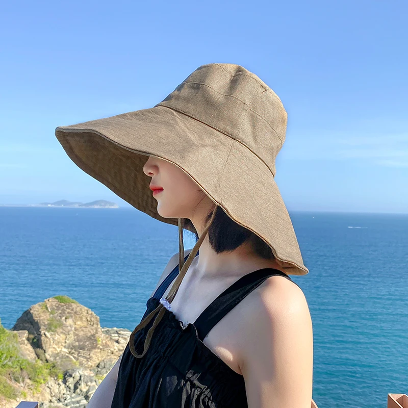 Модная летняя Панама с широкими полями женские двухсторонние корейские шапки