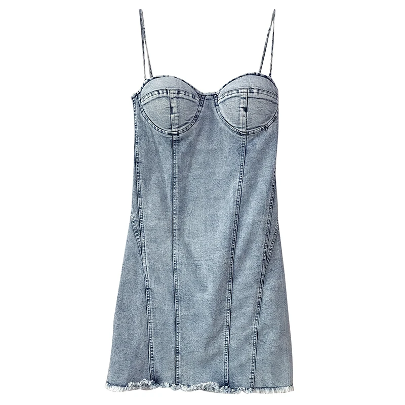 

New Summer Women Sexy Club High Waist Bodycon Denim Short Dress Female Fashion Party Chic Sleeveless Backless Strap Mini Dresses