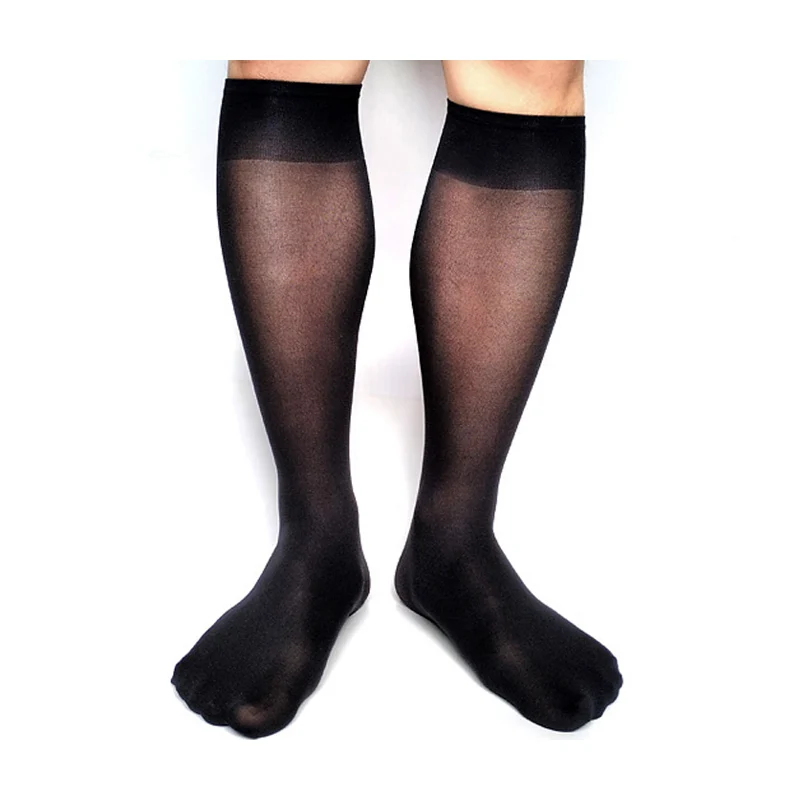 Брендовые высокие эластичные прозрачные деловые мужские носки с длинным рукавом