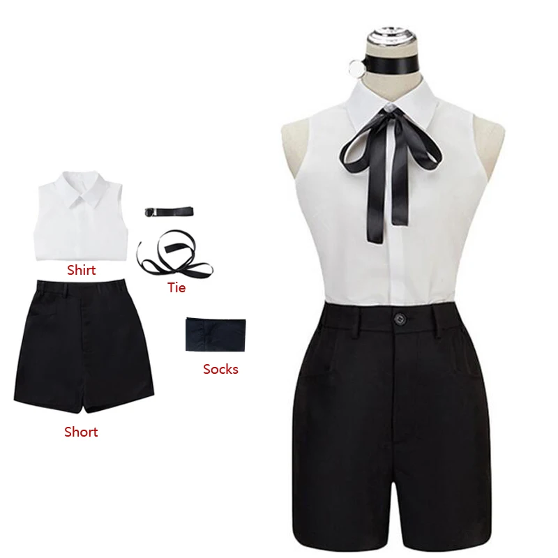 Аниме бензопила человек Reze костюмы для косплея вещи): рубашка с галстуком