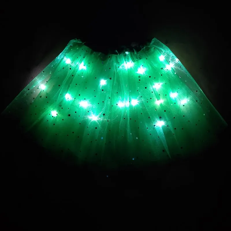 2020 new Light LED Girl Kids Clothes Star Tutu Skirt Princess Party Tutus Tulle Pettiskirt Child Ballet Dance new year orange images - 6