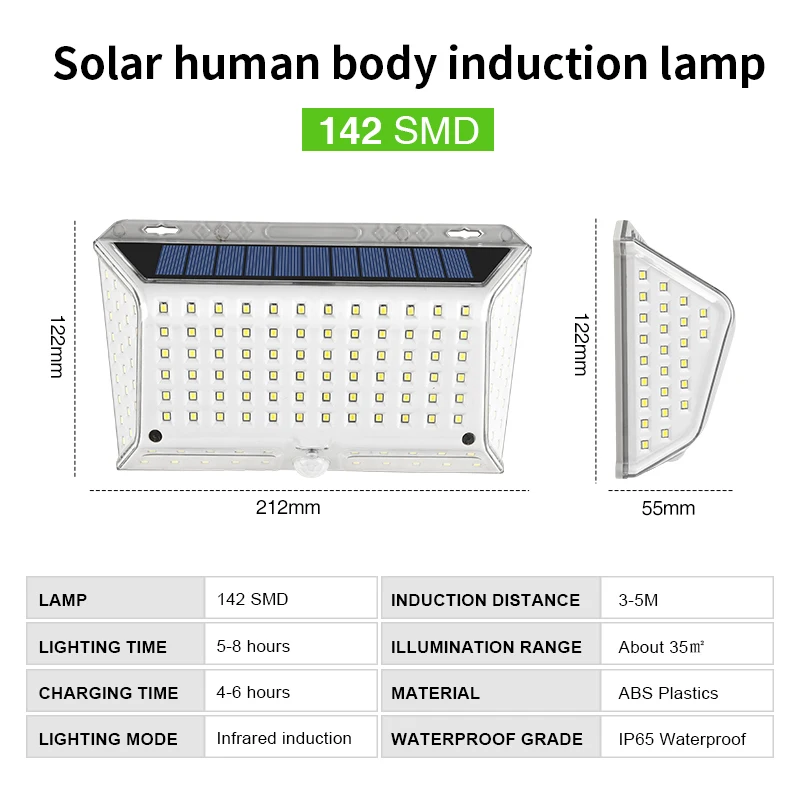 

Solar outdoor 142LED human body induction light garden lawn wall light garden lawn waterproof light LED garden decorative light