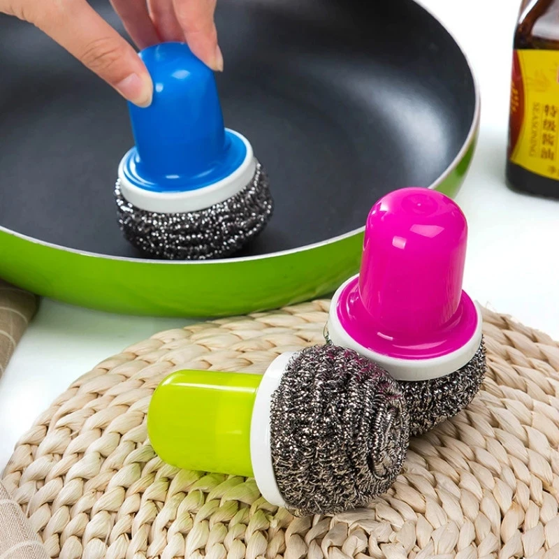 Чистящая Щетка из нержавеющей стали с ручкой кухонный инструмент для мытья