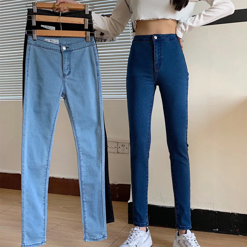 Новинка 2021 синие модные пикантные эластичные облегающие брюки-карандаш женские