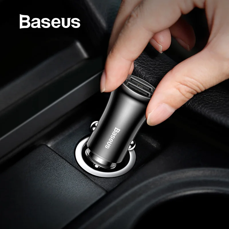 Автомобильное зарядное устройство Baseus Dual USB Автомобильное зарядное устройство Автомобильное-Стайлинг USB зарядное устройство для мобильного телефона быстрое автомобильное зарядное устройство для телефона Xiaomi Roidmi 3s