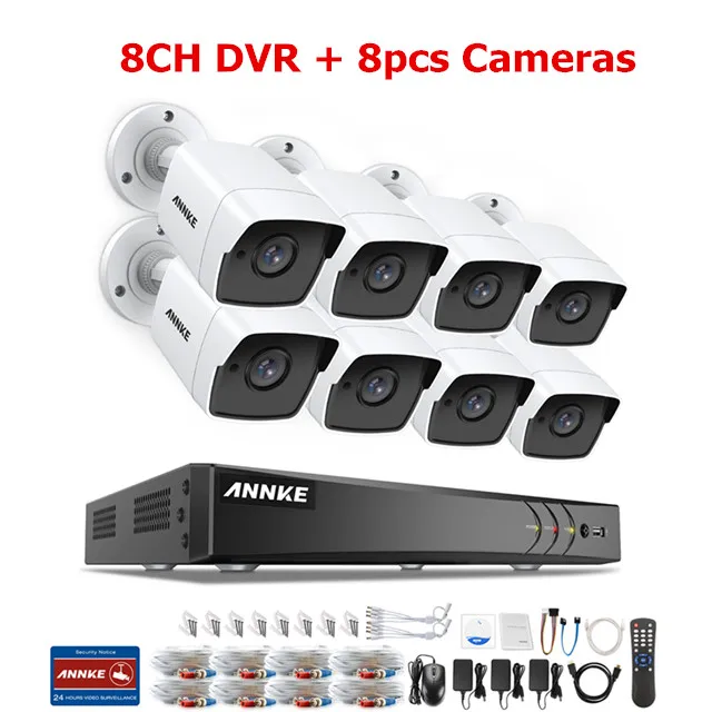 ANNK H.265+ 5MP Ultra HD 8CH DVR CCTV система безопасности Открытый 5MP EXIR камера ночного видения комплект видеонаблюдения - Цвет: Белый