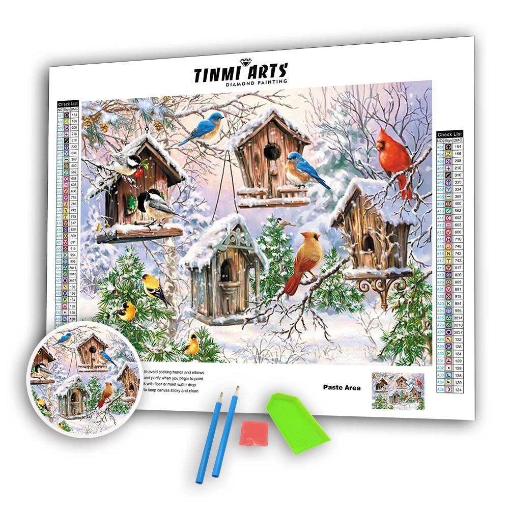 

Diamond Painting Bird Home Decoration Cross Stitch Kit Handcraft Diamond Embroidery Full Round Drill Animal Winter Snow DIY