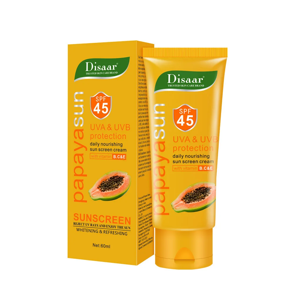 

Papaya Sunscreen Facial Body Sun Block Skin Lasting Moisturiz Sun Screen Cream Whitening Anti-aging UVA/UVB Protection SPF45
