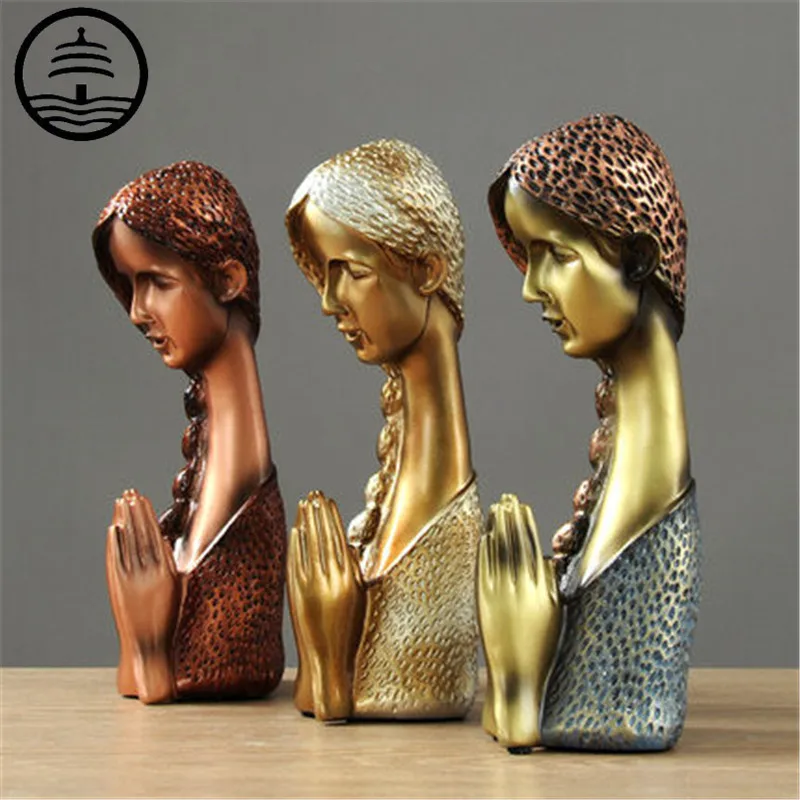 

Bao Guang Ta Creative Personality Praying Girl Statue Home Decor Sculpture Living Room Modern Fashion Figurines Fnishing A2302