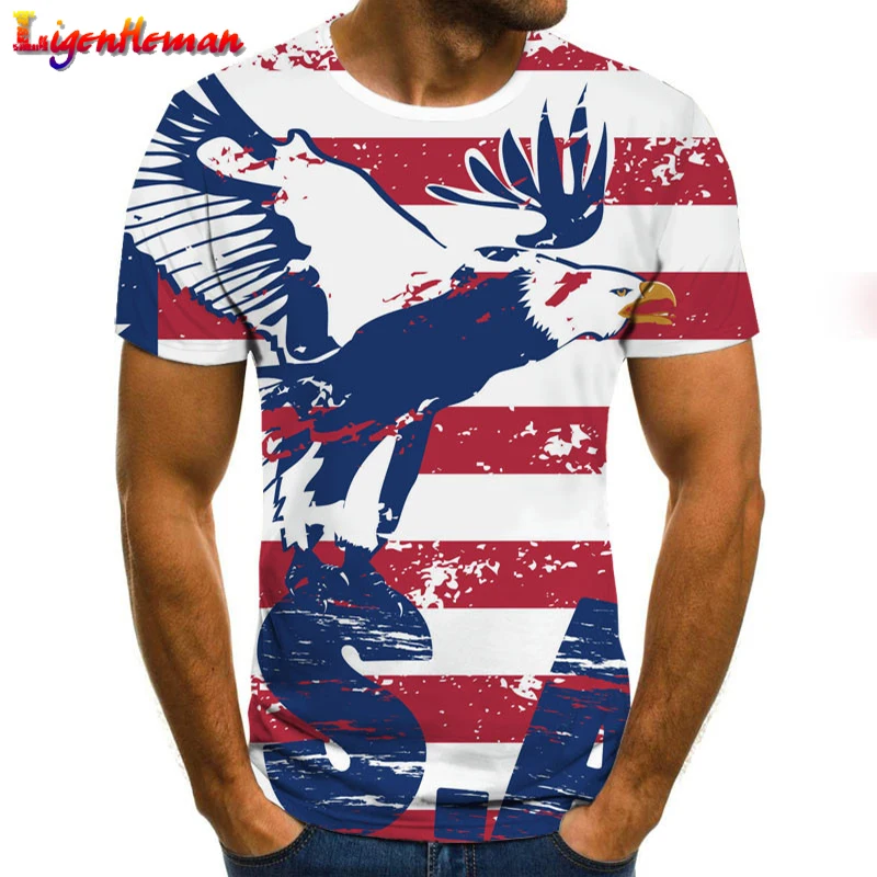 Men flag printing round neck casual t shirt Male summer hot-sale new 3D Printed T Shirt streetwear clothing XXS-6XL | Мужская одежда