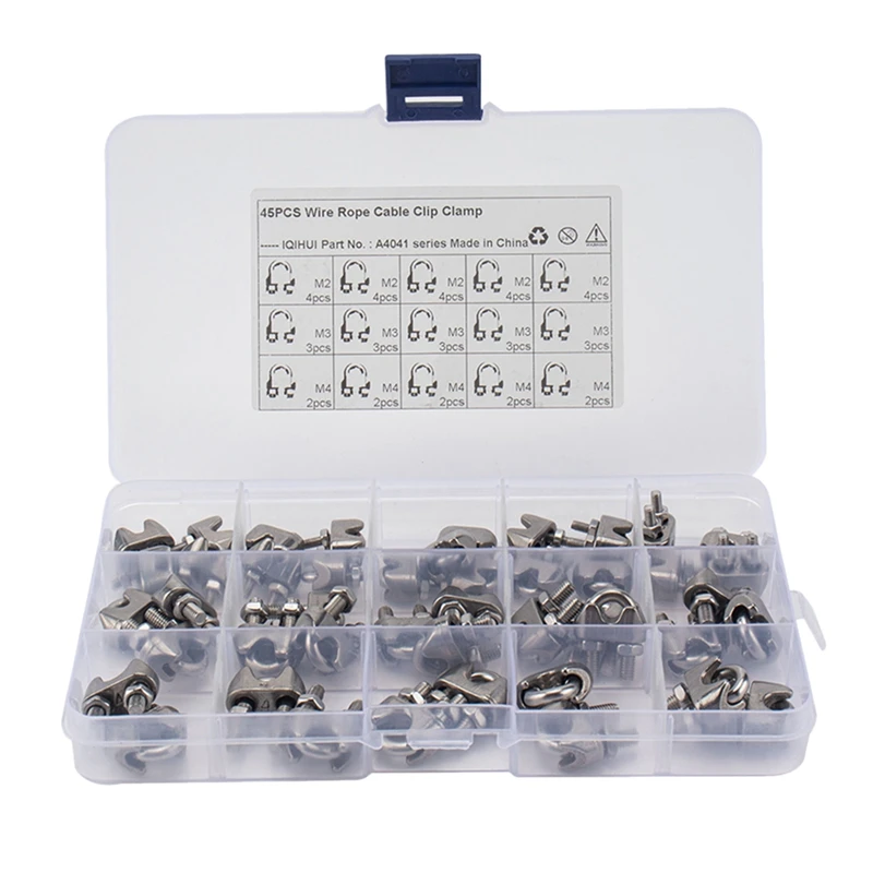 

45Pcs-M2/M3/M4 Is Suitable for Ships, Ferries, and Rope Fixed Wire Rope Chucks, Stainless Steel U-Shaped Clamps