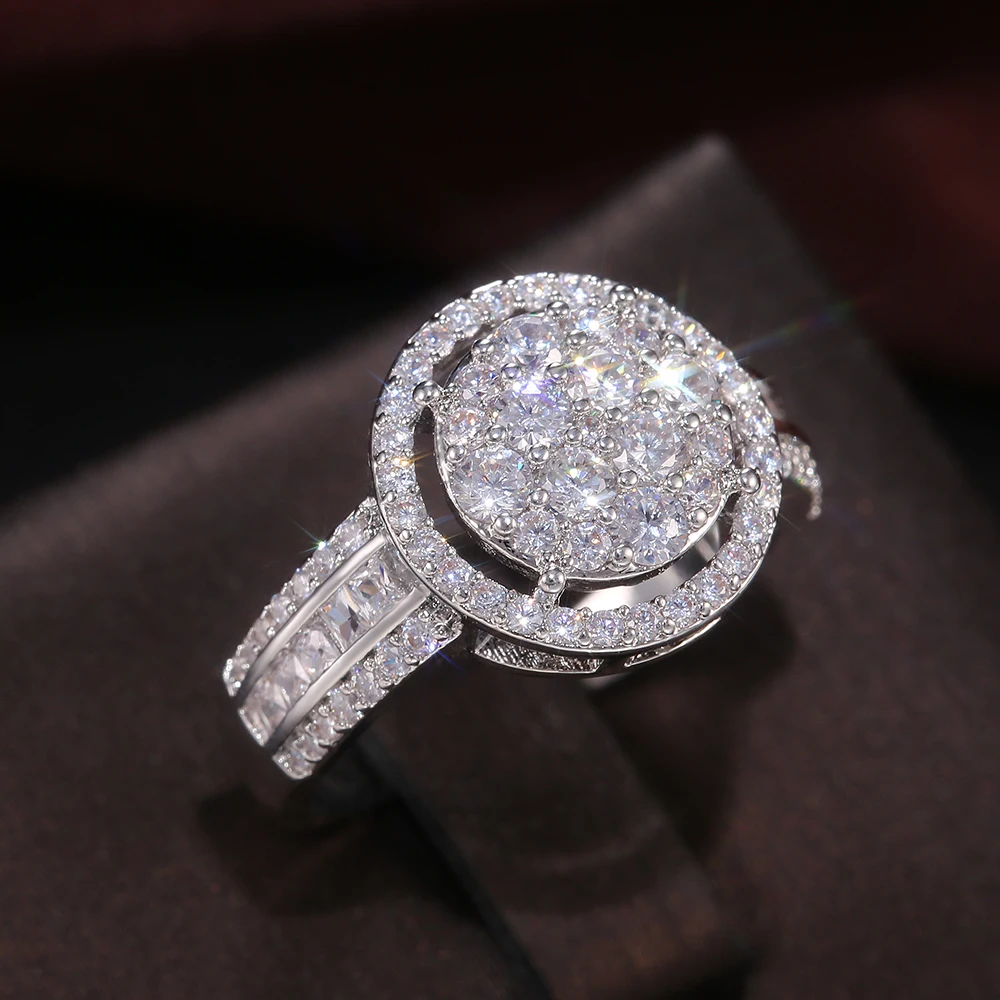 Кольцо Huitan круглой формы для женщин кольцо свадьбы вечеринки юбилея с фианитами