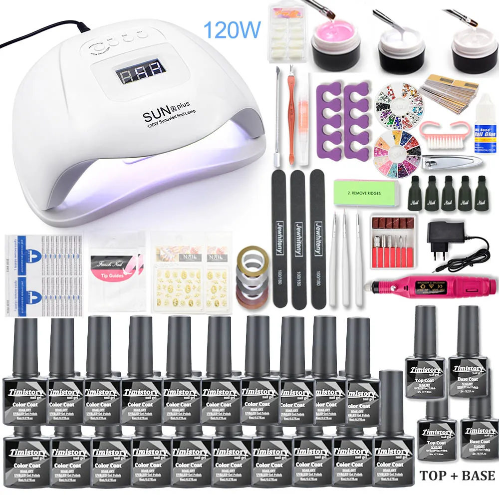 Juego de accesorios para manicura, LÁMPARA UV LED de 120W, taladro eléctrico, para decoración artística, gel de alisado, esmaltes