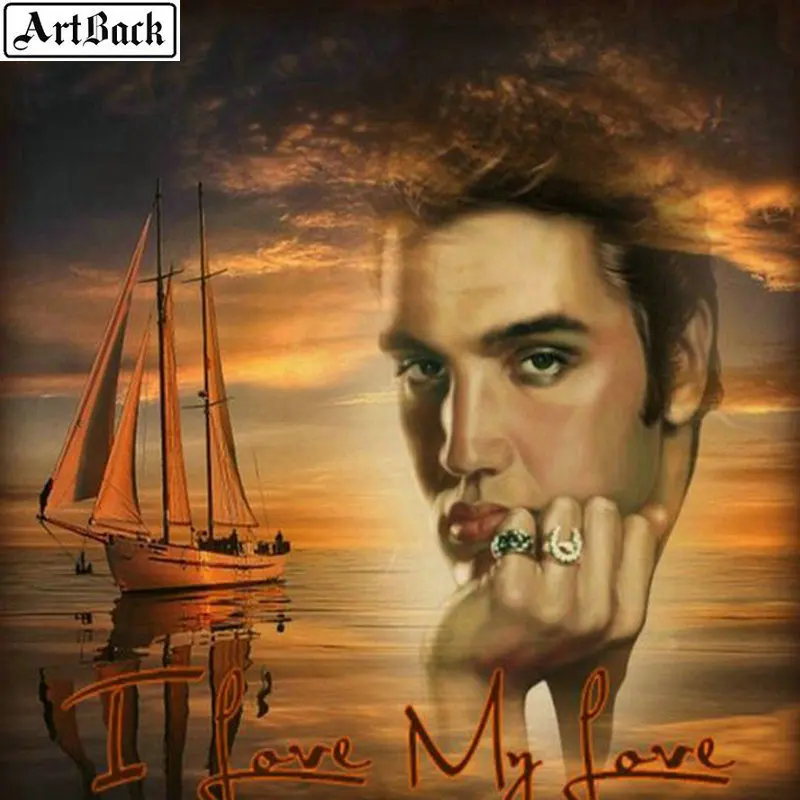 Полноразмерная Алмазная 5d картина сделай сам Elvis Presley мозаика из страз парусник
