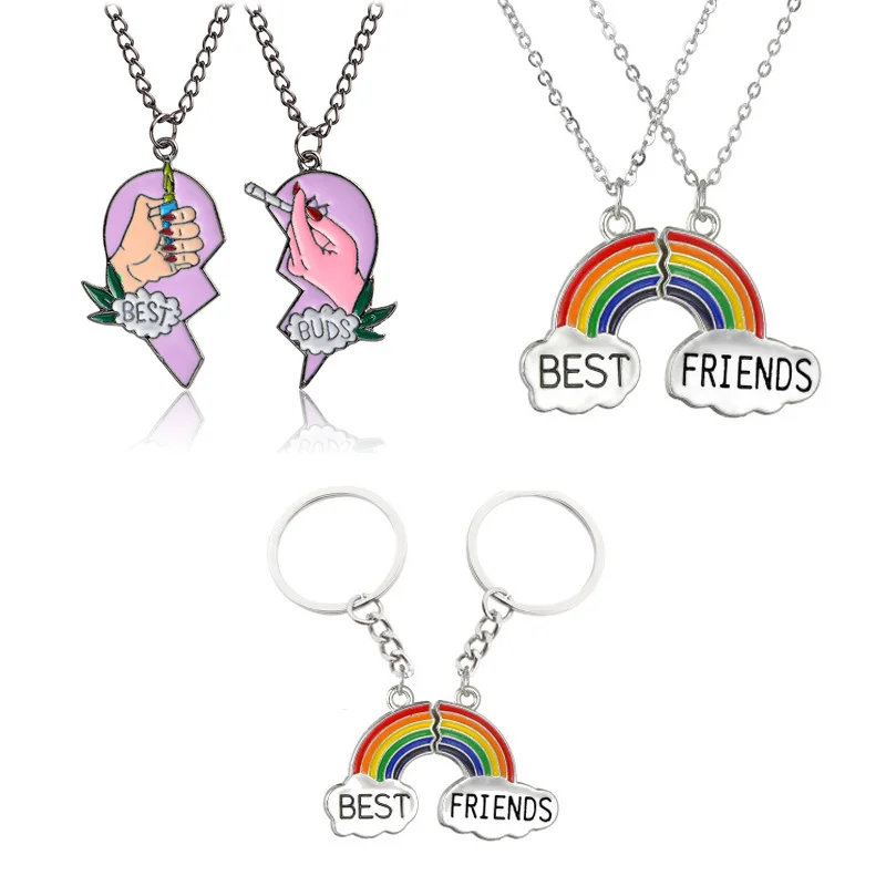 Модное ожерелье с кулоном для лучших друзей любовь пары 2 шт./компл. радуга