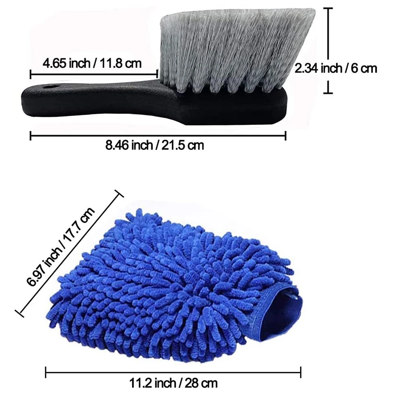 

13 Pcs Car Wheel Brush Set, Car Detailing Kit, 17Inch Long Soft Wheel Brush, 6 Car Detail Brush for Automotive Cleaning