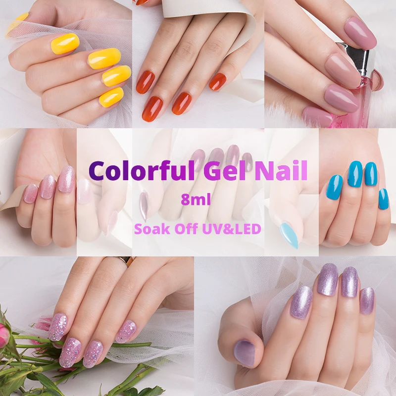 

2021 Gel Nail Polish Pumpkin White Black UV LED Nail Matte Top Base Soak Off 8ml Fashion Manicure Nail Art Hybrid Acrylic