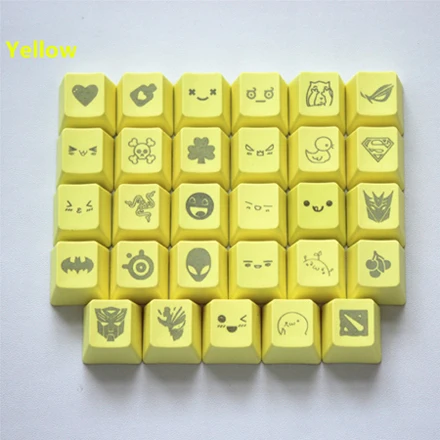 yellow Новое поступление 11 цветов 29 гравировка графика DIY клавишные колпачки pbt OEM R4 Вишневый выключатель MX механическая клавиатура колпачка - Цвет: yellow