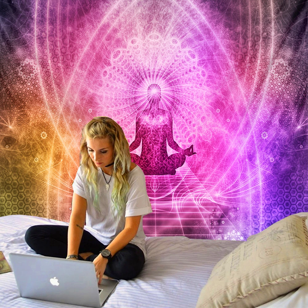 Статуя индийского Будды медитация 7 чакр гобелен настенная мандала гобелены