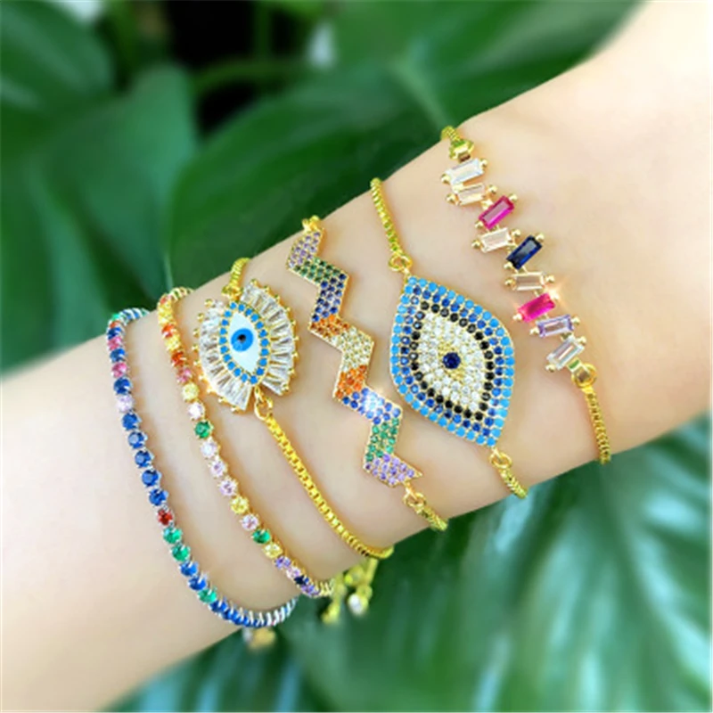 Радужный роскошный кольцевой браслет в виде рога сердца для женщин модный