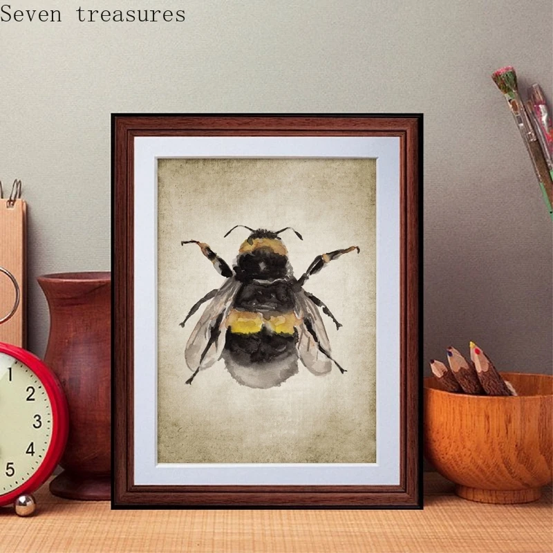 

Bumble Bee Watercolor Painting Print Insect Nature Farmhouse Wall Art Picture Wall Decoration Entomology Art Poster Kids Room