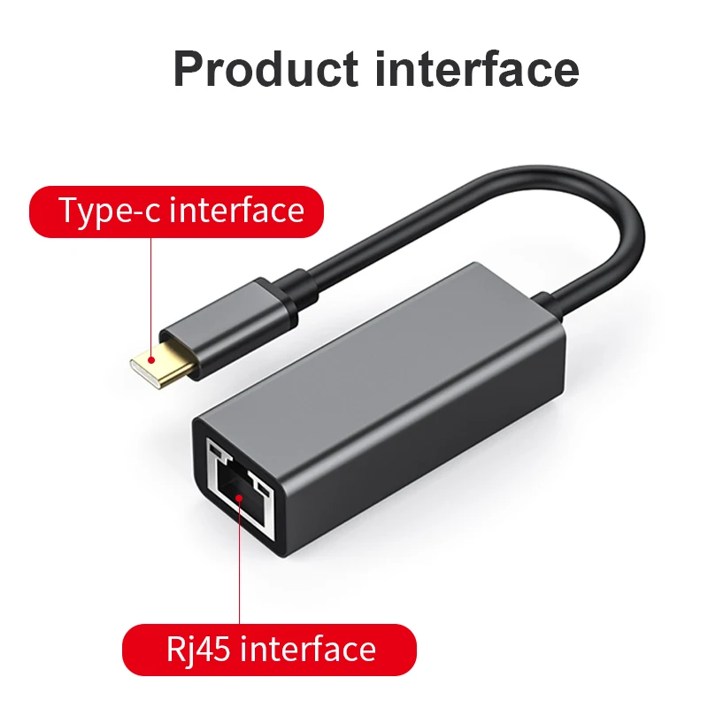 Адаптер Ethernet Type-C к RJ45 сетевая карта быстрая передача данных 10/100 Мбит/с