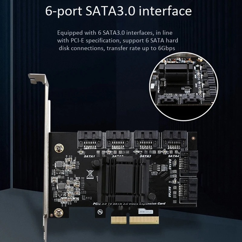 

PCIE to 6-Port SATA3.0 Hard Drive Expansion Card SATA3.0 Adapter Card Controller Expansion Card