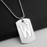 stainless steel 26 english alphabet w name sign necklace initial letter symbol detachable double layer text necklace jewelry