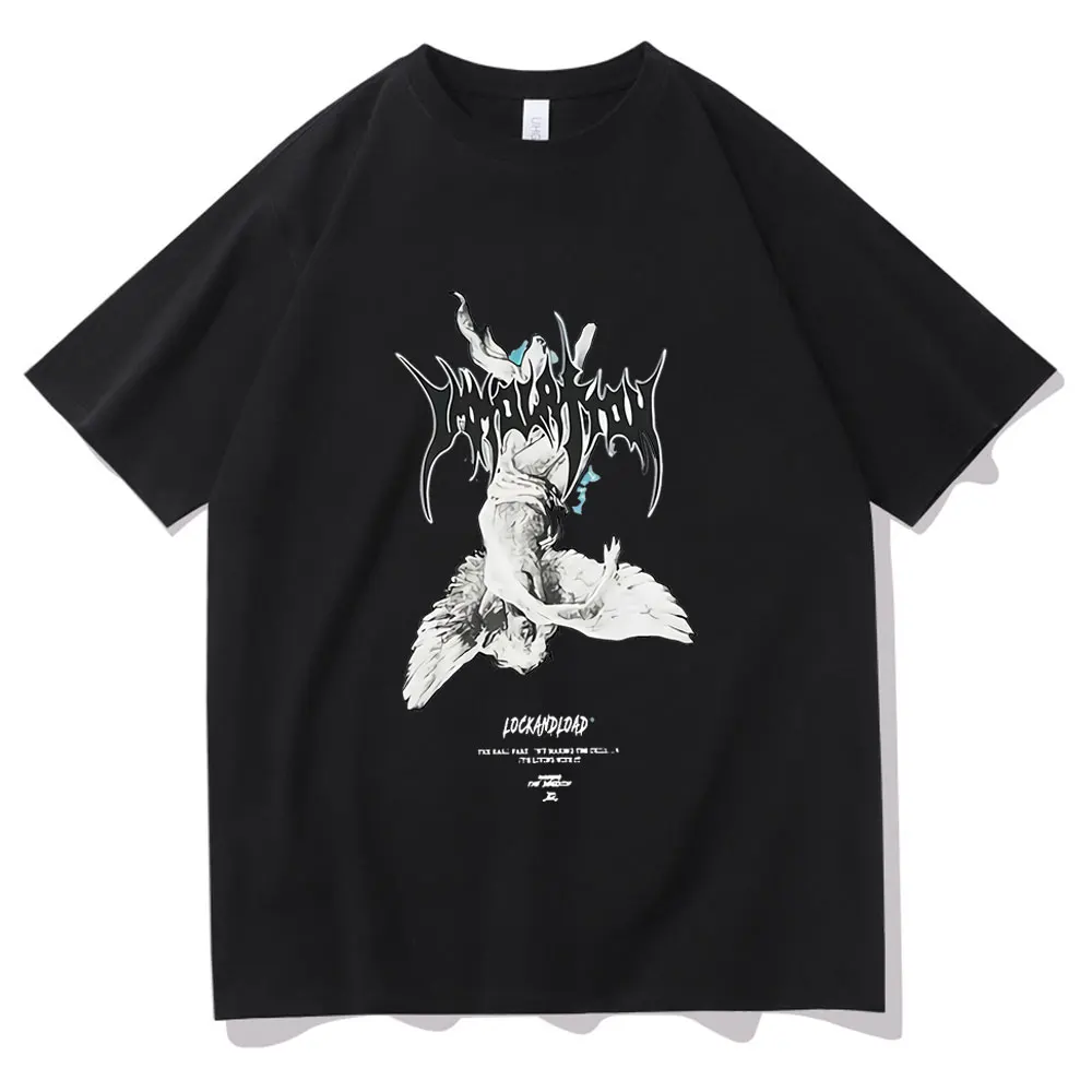 

Super Personality Men Women Hip Hop Style T-shirt Fallen Angel Print Tshirt Streetwear T Shirts Couples Casual Tee Harajuku Tops
