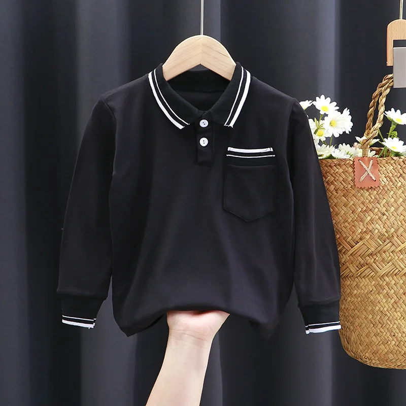 

Рубашки-поло для мальчиков, детские топы, рубашка с длинным рукавом для мальчиков, осенняя Повседневная Верхняя одежда, футболка, детская од...