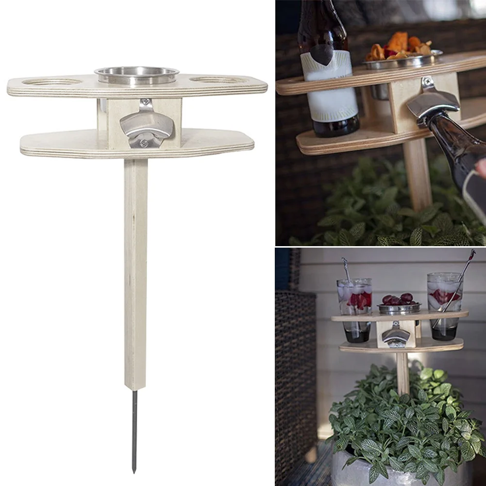 Пляж пикник закуски на заднем дворе деревянный держатель для вина стол складной