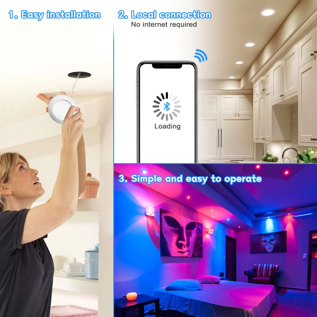 Умный Светодиодный точечный светильник 7 Вт RGB Bluetooth 220 В | Лампы и освещение