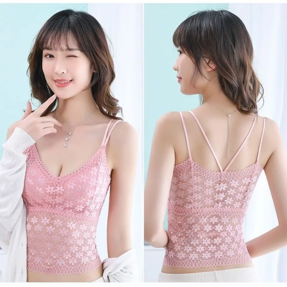 

Lingerie girl sexy lace back bra one bra girl suspender vest bottom wrap chest with top