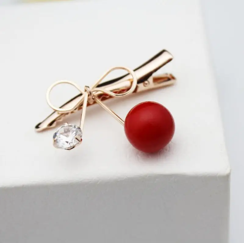 Женская заколка циркониевые заколки-вишенки бант мини-заколки для волос