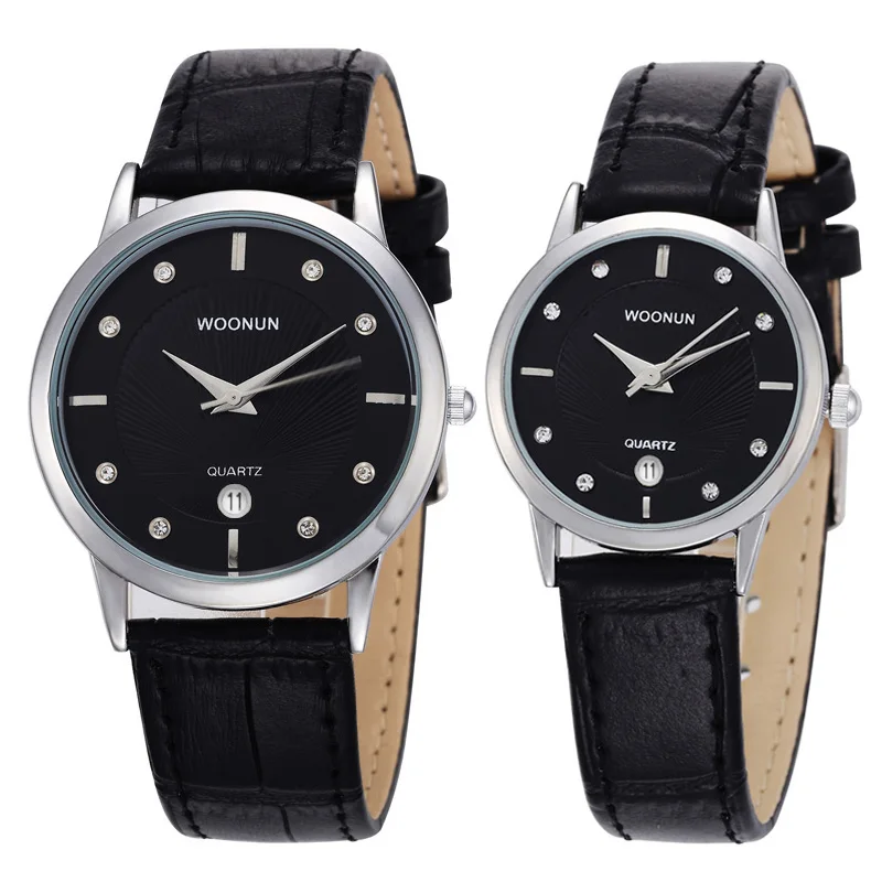 Fashion Lovers Watches WOONUN New Fashion Ultra Thin Watches For Men Women Luxury Brand Leather Strap Quartz Womens Mens Watches