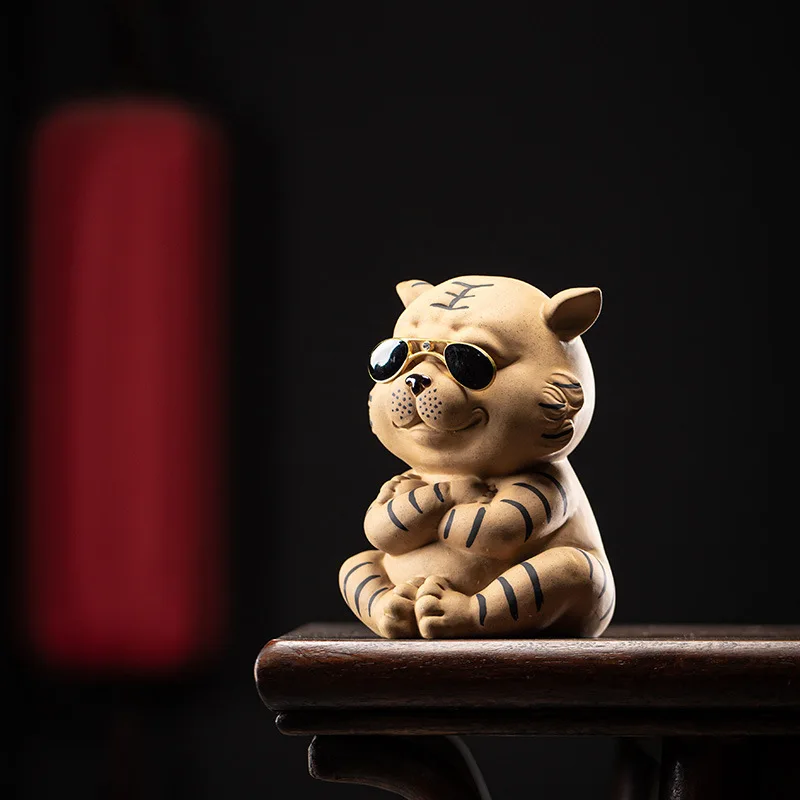 

Пурпурный глиняный чай домашний Любимский ручной работы Счастливый милый тигр украшения для дома чайный чай для игр чайное искусство чайны...