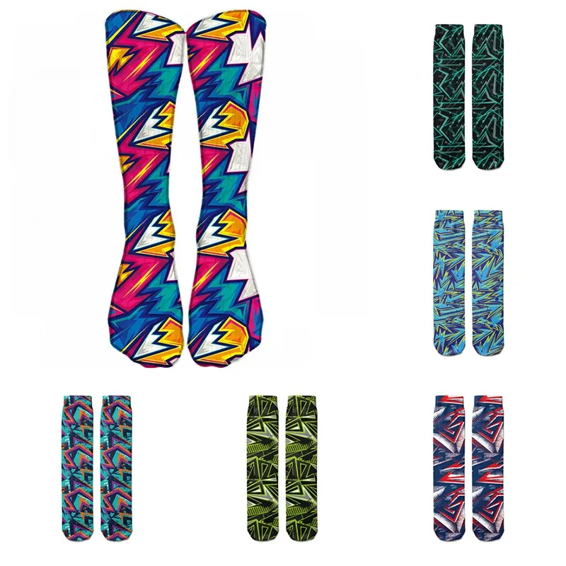 

Cool Graffiti Printed Men Socks Fashion Harajuku Funny Long Socks Colorful Casual Cotton Comfortable Thigh High Socks Female