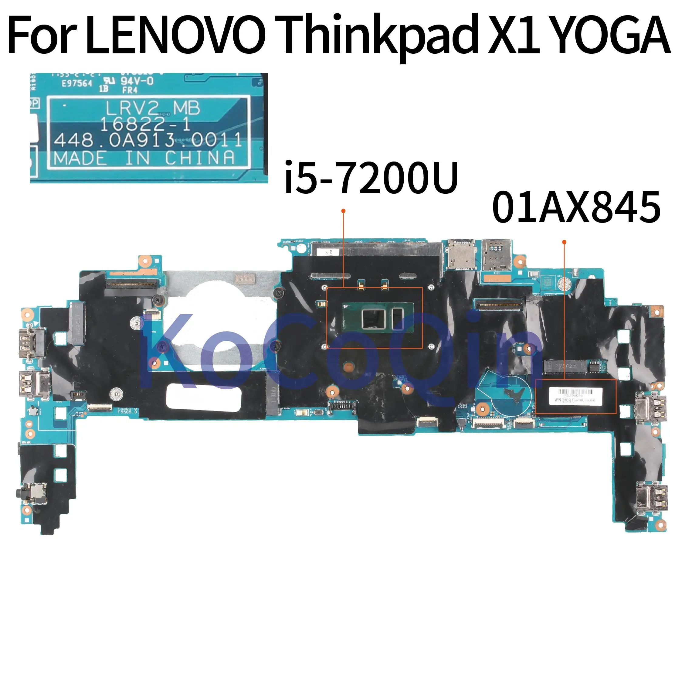 KoCoQin материнская плата для ноутбука LENOVO Thinkpad X1 ядра йоги SR2ZU I5 7200U 8 ГБ ОЗУ 01YR141 01AX845