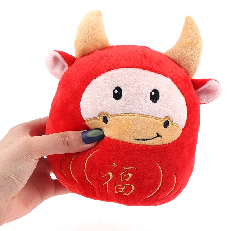 

2021 Year 20cm Chinese Zodiac Ox Cattle Plush Toys Cute Red Milk Cow Mascot Plush Doll Stuffed For Children Kids Birthday Gift