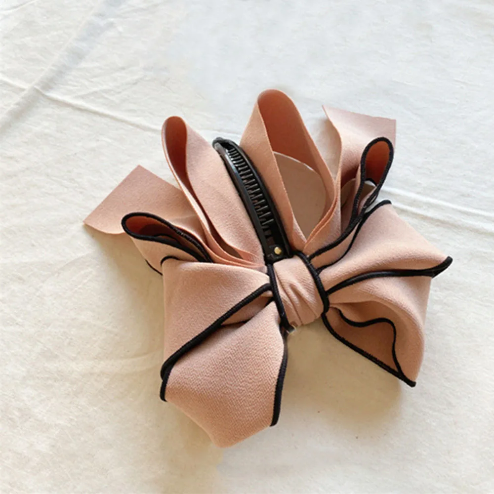 

Vintage Black White Pink Big Large Bow Hair Clip For Women Girls Wedding Pearl Ribbon Korean Hairpins Barrette Hair Accessories