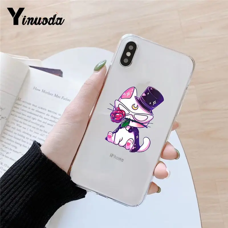 

Yinuoda Anime Sailormoon Cat Transparent Phone Cover Case for iPhone 8 7 6 6S Plus X 5 5S SE XR XS XSMAX