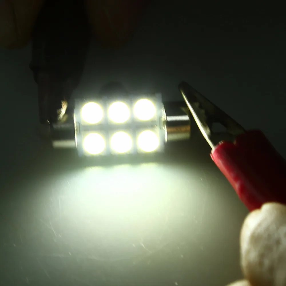 

Wholesale 10 Pcs 36mm 5050 6SMD White Micro General Car Interior Festoon Dome LED Light Bulbs Lamp DC12V Reading Lights