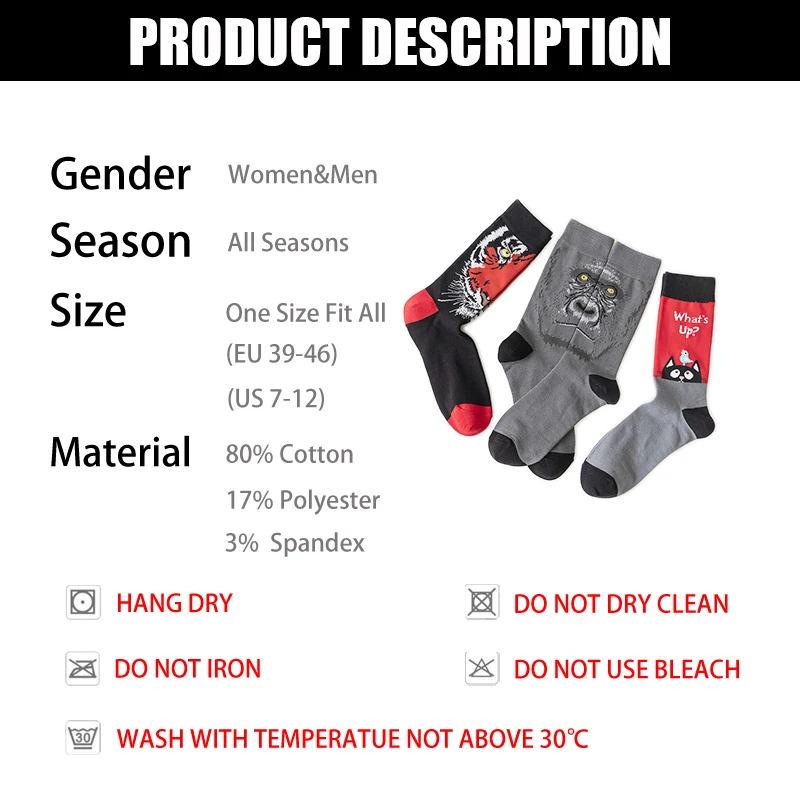 

Unisex Happy Socks Retro Design Men Crew Socks Skateboard Socks Harajuku Women Skateboard Cotton Socks Male Female
