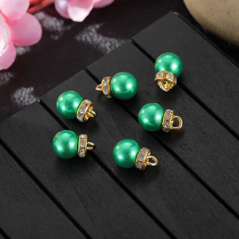 10pcs/lot Diy Supplies Beads Imitation Pearl Pendant Water Drop Round With Rhinestone Garment Accessories | Дом и сад