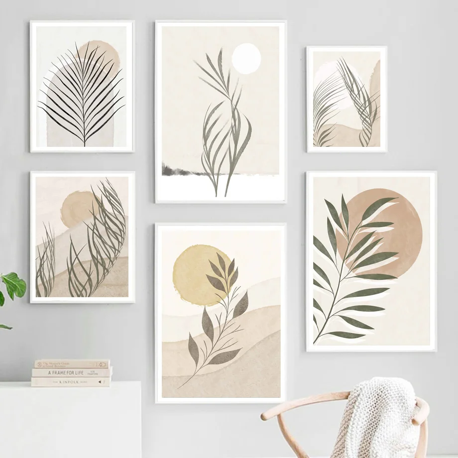 Абстрактная настенная Картина на холсте с изображением природы бамбука листьев