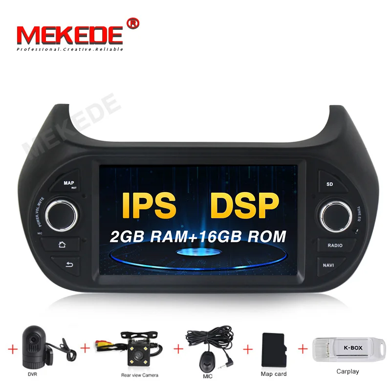 MEKEDE Android 9,0 7 дюймов ips DSP Автомобильный мультимедийный dvd-плеер для FIAT/Fiorino/Qubo/Citroen/Nemo/peugeot/Bipper gps навигация - Цвет: 2G RAM 16G ROM