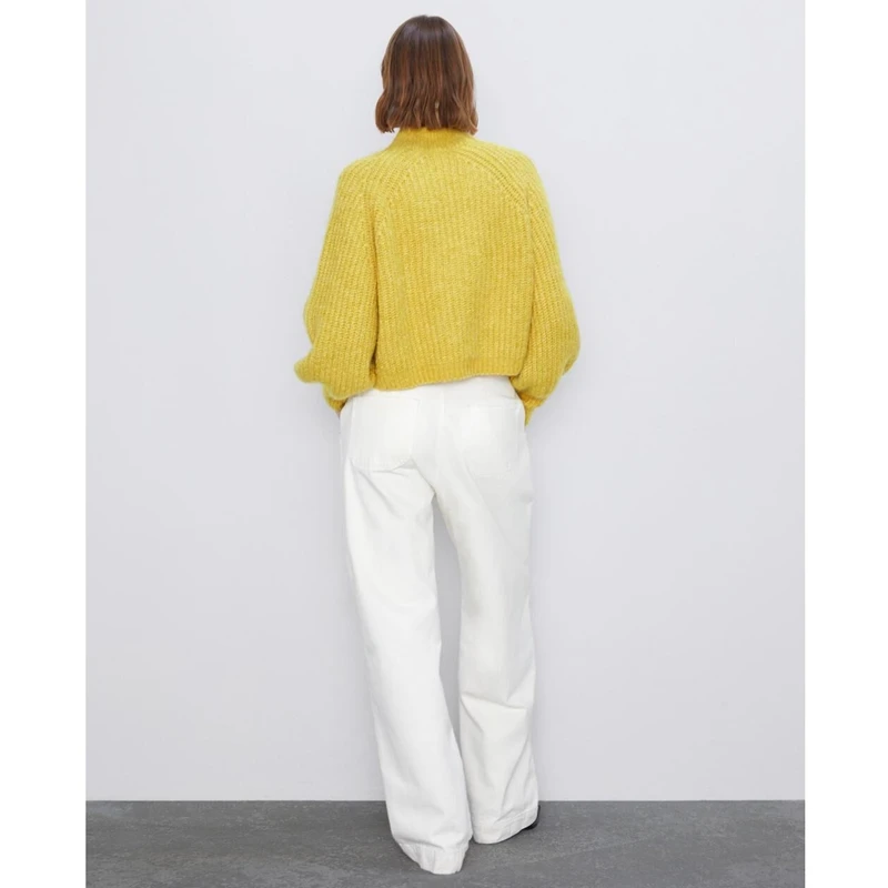 Женский трикотажный свитер PUWD желтый с рукавом Pengpeng осень 2019 | Женская одежда
