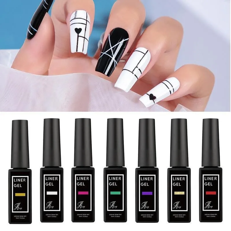 

12ml Nail Art Line Polish Drawing Gel Nail Art DIY Painting Varnish Liner Gel For UV/LED Paint Nails Drawing Polish Lacquer