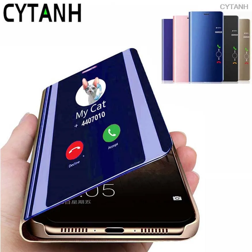 Чехол для Xiaomi Redmi Note9s 8 7 6 5 Pro Mi 9T умный прозрачный зеркальный откидной кожаный